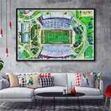Wyoming Cowboys Jonah Field at War Memorial Stadium Watercolor, Sport Art Prints Fan Gift, Framed Canvas Prints Wall Art Decor