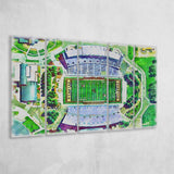 Wyoming Cowboys Jonah Field at War Memorial Stadium Watercolor, 5 Pieces B, Multi Panel Canvas Prints Wall Art Decor