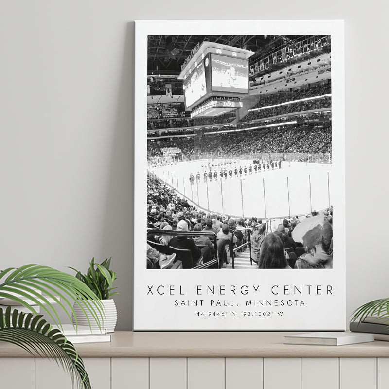 Xcel Energy Center Minnesota Wild Ice Hockey Lovers Black And White Art Canvas Prints Wall Art Home Decor