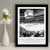 Xcel Energy Center Minnesota Wild Ice Hockey Lovers Black And White Art Framed Art Prints Wall Art Decor, Framed Picture