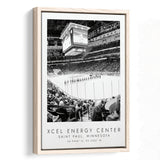 Xcel Energy Center Minnesota Wild Ice Hockey Lovers Black And White Art Framed Canvas Prints Wall Art Home Decor, Floating Frame