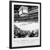 Xcel Energy Center Minnesota Wild Ice Hockey Lovers Black And White Art Framed Art Prints Wall Art Decor, Framed Picture
