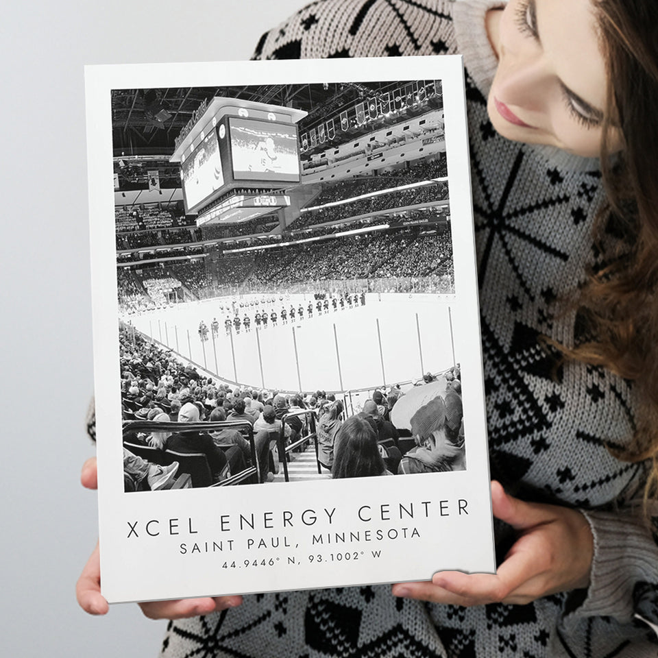Xcel Energy Center Minnesota Wild Ice Hockey Lovers Black And White Art Canvas Prints Wall Art Home Decor