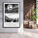 Xcel Energy Center Minnesota Wild Ice Hockey Lovers Black And White Art Framed Canvas Prints Wall Art Home Decor, Floating Frame