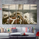 Yacht In The Ocean 5 Pieces Canvas Prints Wall Art - Painting Canvas, Multi Panels, Wall Decor