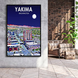 Yakima WA Art V1, Large Canvas, Framed Canvas Print Wall Art Home Decor, Floating Frame