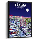 Yakima WA Art V1, Large Canvas, Framed Canvas Print Wall Art Home Decor, Floating Frame