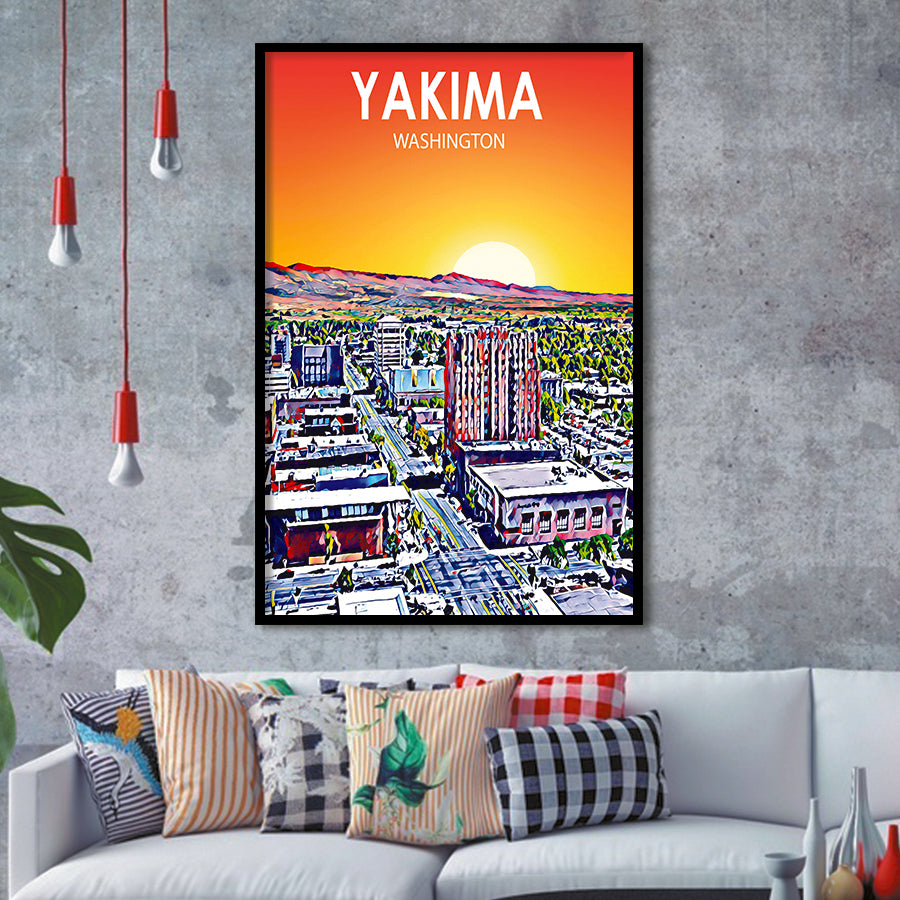 Yakima WA Art, City Art Print, Framed Art Print Wall Art Home Decor, Framed Picture