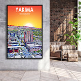Yakima WA Art, Large Canvas, Framed Canvas Print Wall Art Home Decor, Floating Frame