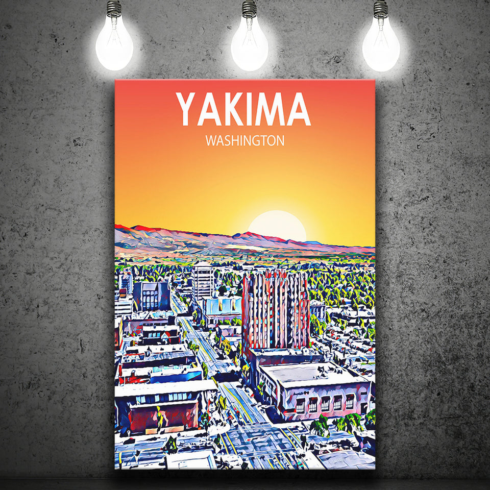 Yakima WA Art ,City Art Print, Large Canvas, Canvas Print Wall Art Home Decor