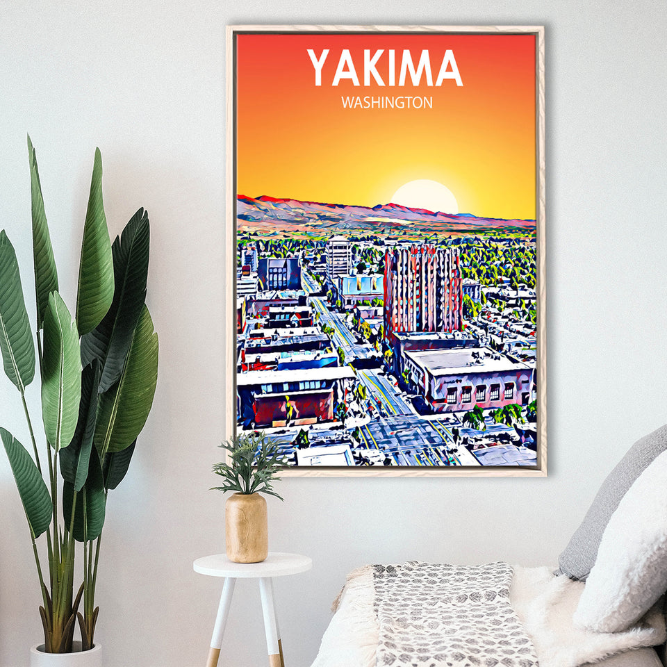 Yakima WA Art, Large Canvas, Framed Canvas Print Wall Art Home Decor, Floating Frame
