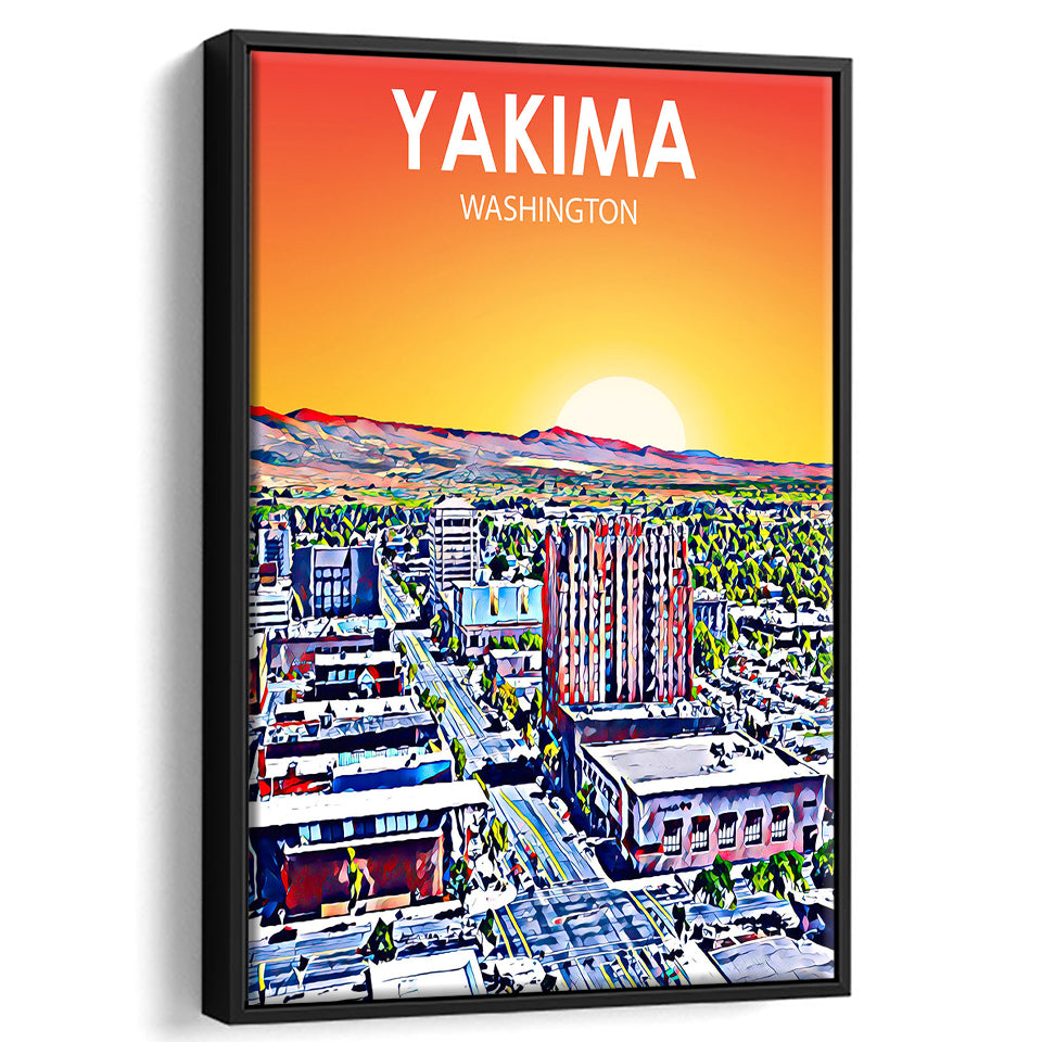Yakima WA Art, Large Canvas, Framed Canvas Print Wall Art Home Decor, Floating Frame
