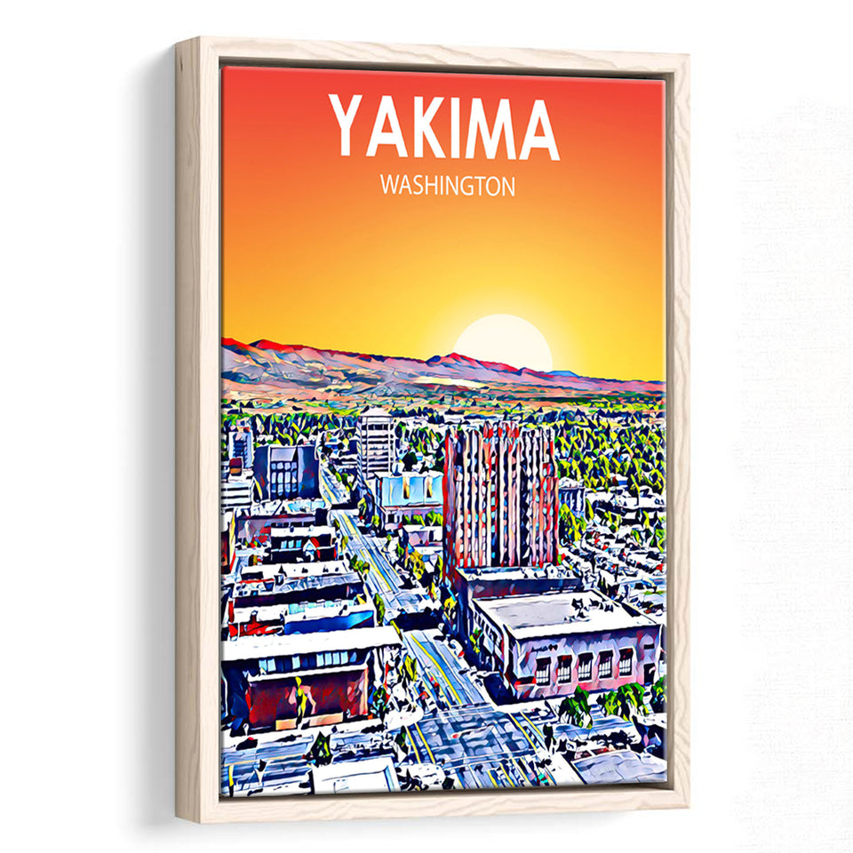 Yakima WA Art, Large Canvas, Framed Canvas Print Wall Art Home Decor, Floating Frame