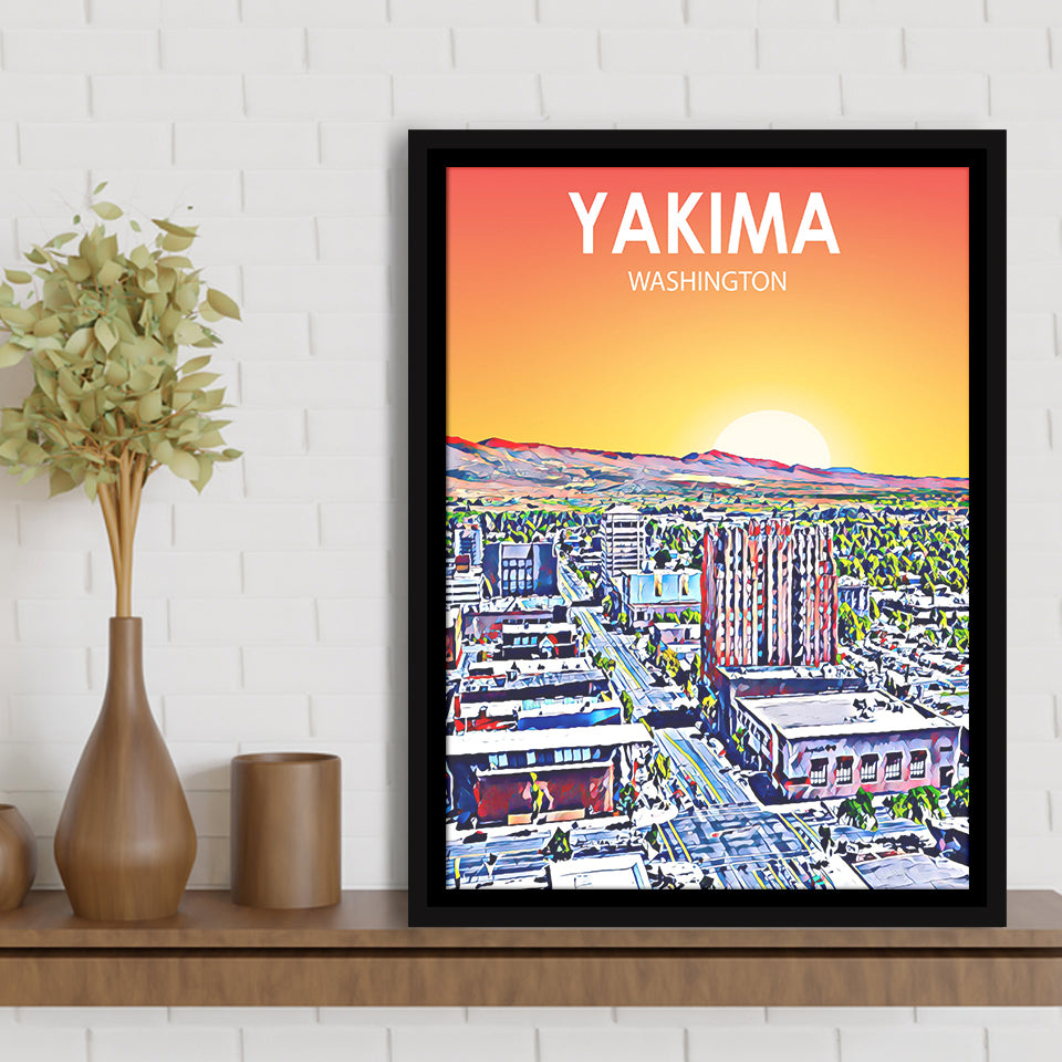 Yakima WA Art, Large Canvas, Framed Canvas Print Wall Art Home Decor, Floating Frame
