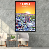 Yakima WA Art, Large Canvas, Framed Canvas Print Wall Art Home Decor, Floating Frame