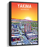 Yakima WA Art, Large Canvas, Framed Canvas Print Wall Art Home Decor, Floating Frame