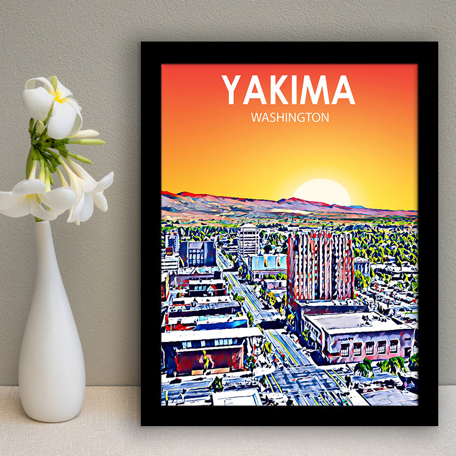 Yakima WA Art, City Art Print, Framed Art Print Wall Art Home Decor, Framed Picture