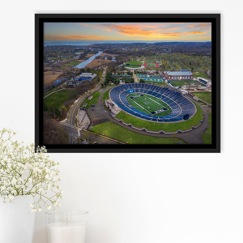 Yale Bulldogs Stadium Framed Canvas Prints Yale Bowl Stadium Wall Art,Sport Stadium Art Prints, Fan Gift