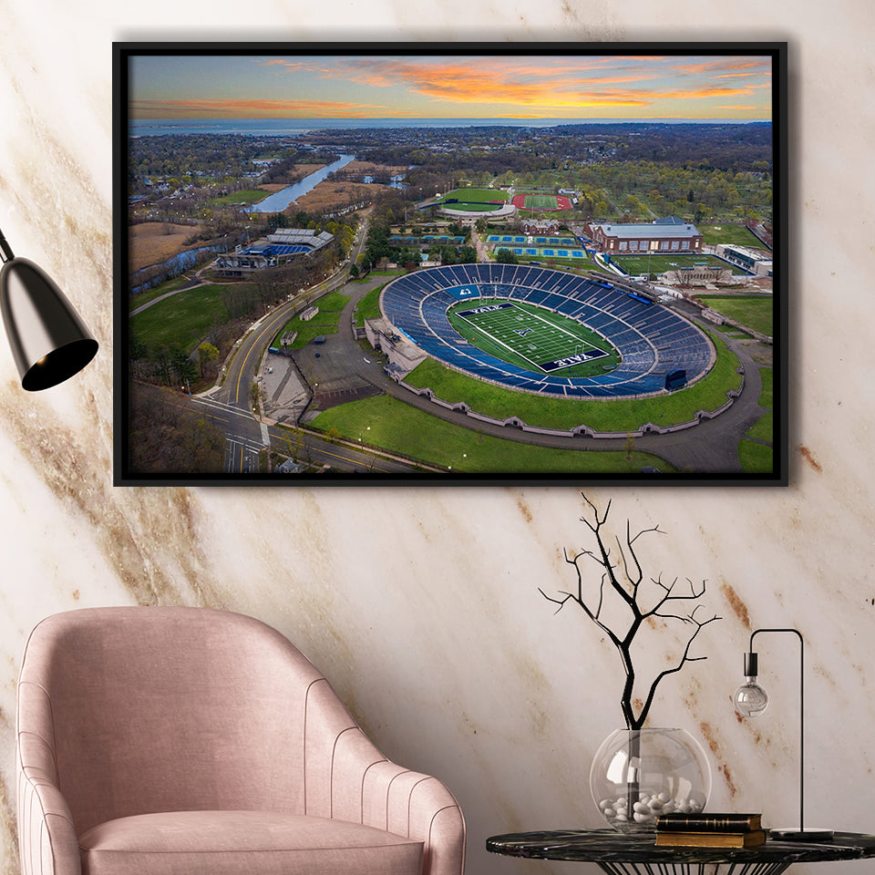 Yale Bulldogs Stadium Framed Canvas Prints Yale Bowl Stadium Wall Art,Sport Stadium Art Prints, Fan Gift