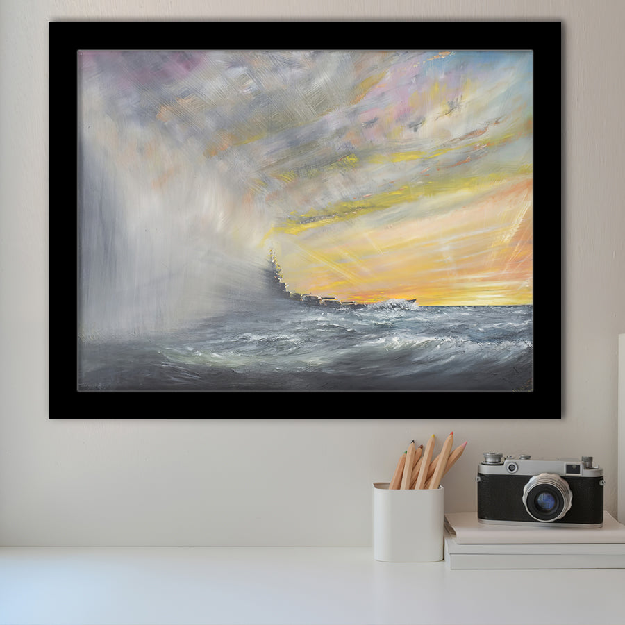 Yamato Emerges From Pacific Typhoon Framed Art Prints Wall Decor - Painting Art, Framed Picture, Home Decor, For Sale