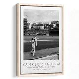 Yankee Stadium New YorkBaseball Lovers Black And White Framed Canvas Prints Wall Art Home Decor, Floating Frame