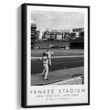 Yankee Stadium New YorkBaseball Lovers Black And White Framed Canvas Prints Wall Art Home Decor, Floating Frame