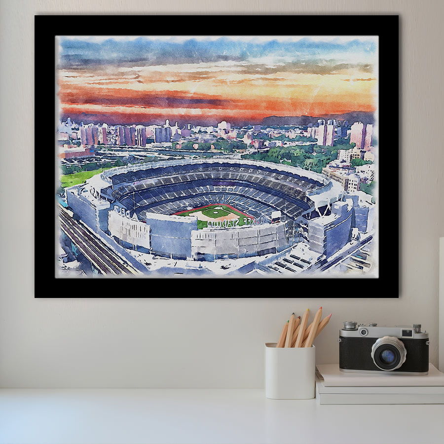Yankee Stadium Watercolor An, Sport Prints Fan Gift, Framed Art Prints Wall Art Decor