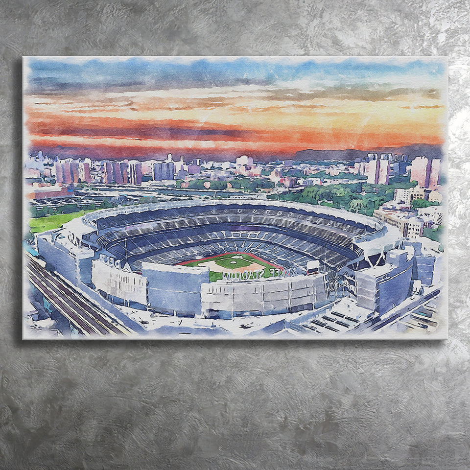 Yankee Stadium Watercolor An, Sport Art Prints Fan Gift, Canvas Prints Wall Art Decor
