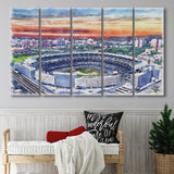 Yankee Stadium Watercolor An, 5 Pieces B, Multi Panel Canvas Prints Wall Art Decor