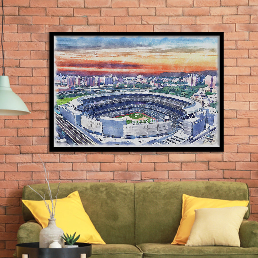 Yankee Stadium Watercolor An, Sport Prints Fan Gift, Framed Art Prints Wall Art Decor