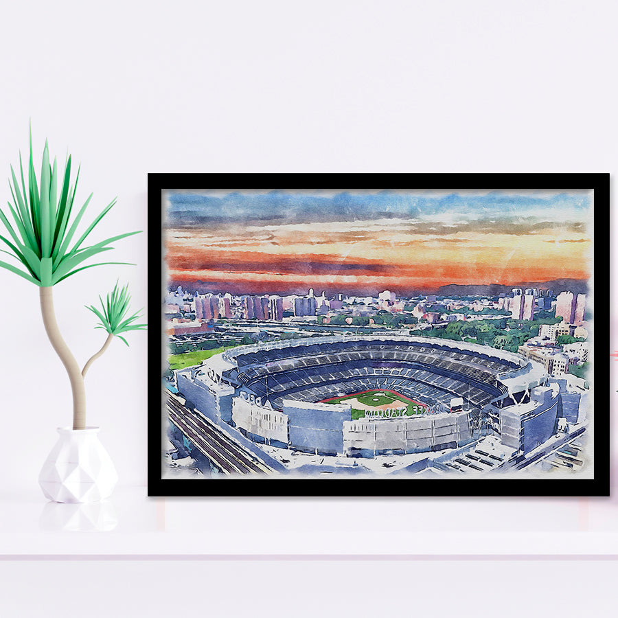 Yankee Stadium Watercolor An, Sport Prints Fan Gift, Framed Art Prints Wall Art Decor