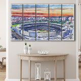 Yankee Stadium Watercolor An, 5 Pieces B, Multi Panel Canvas Prints Wall Art Decor