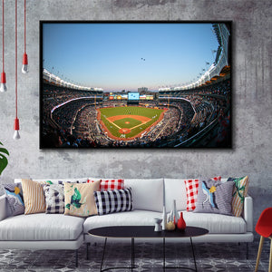 Yankee Stadium with the Helicopter, Stadium Canvas, Sport Art, Gift for him, Framed Canvas Prints Wall Art Decor, Framed Picture