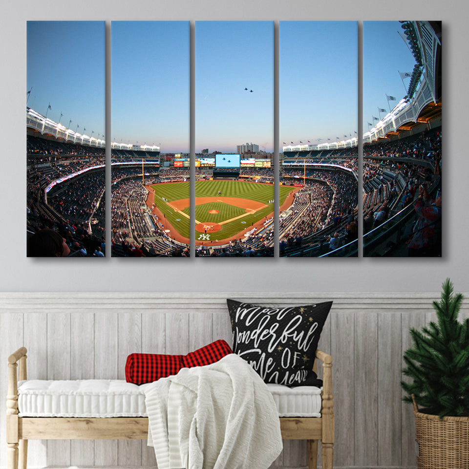 Yankee Stadium with the Helicopter, Stadium Canvas, Sport Art, Gift for him, Multi Panels B, Canvas Prints Wall Art Decor