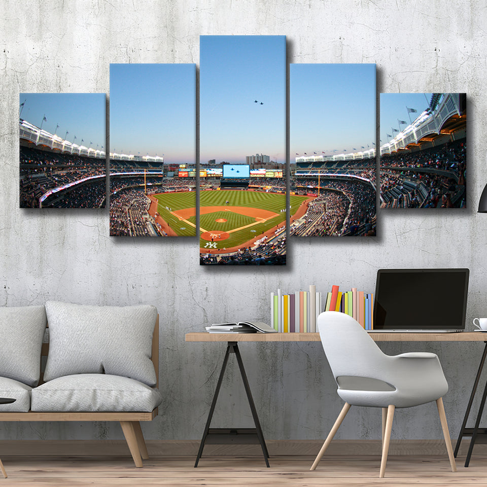 Yankee Stadium with the Helicopter, Stadium Canvas, Sport Art, Large Canvas, Multi Panels, Canvas Prints Wall Art Decor