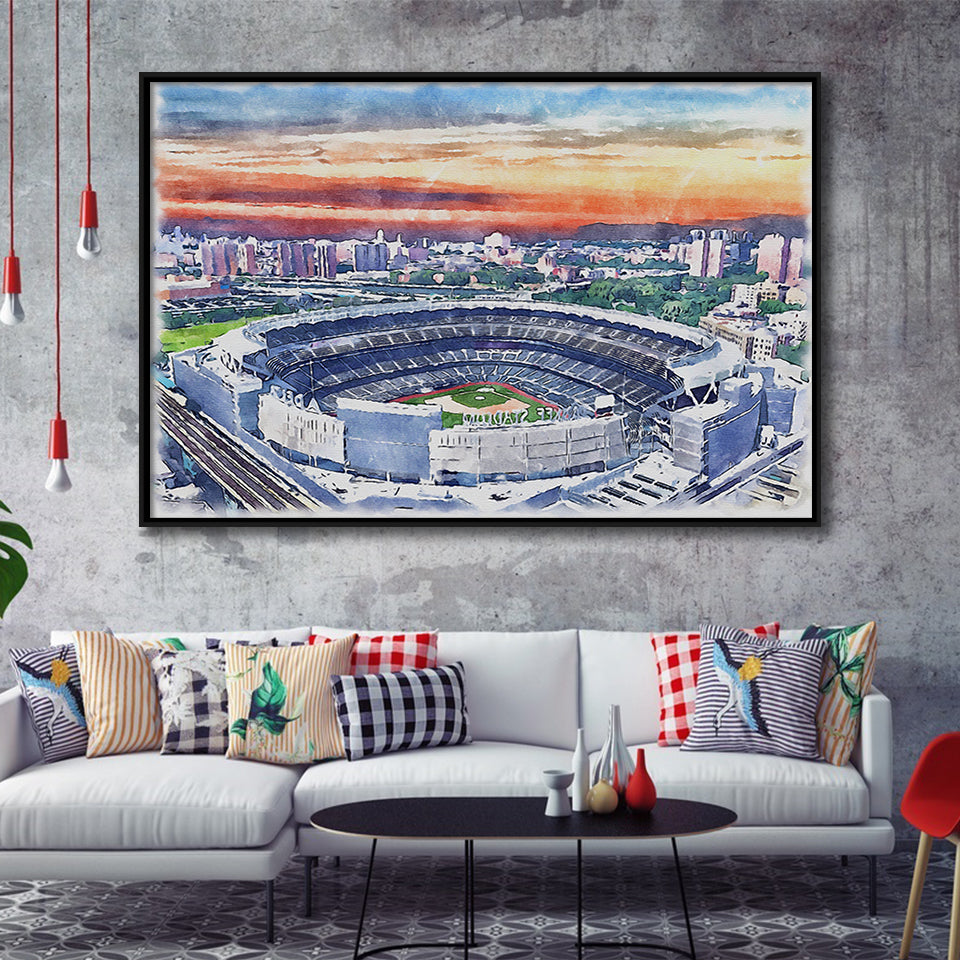 Yankee Stadium Watercolor An, Sport Art Prints Fan Gift, Framed Canvas Prints Wall Art Decor