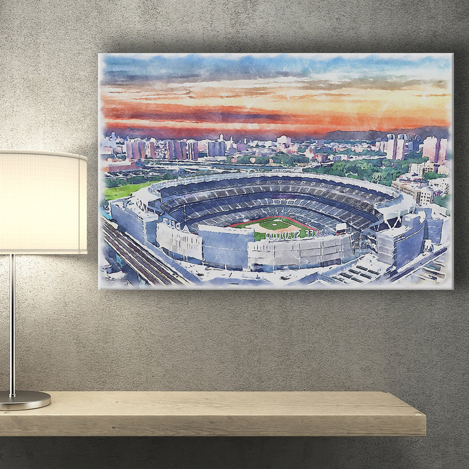 Yankees Baseball Yankee Stadium Watercolor, Sport Prints Fan Gift