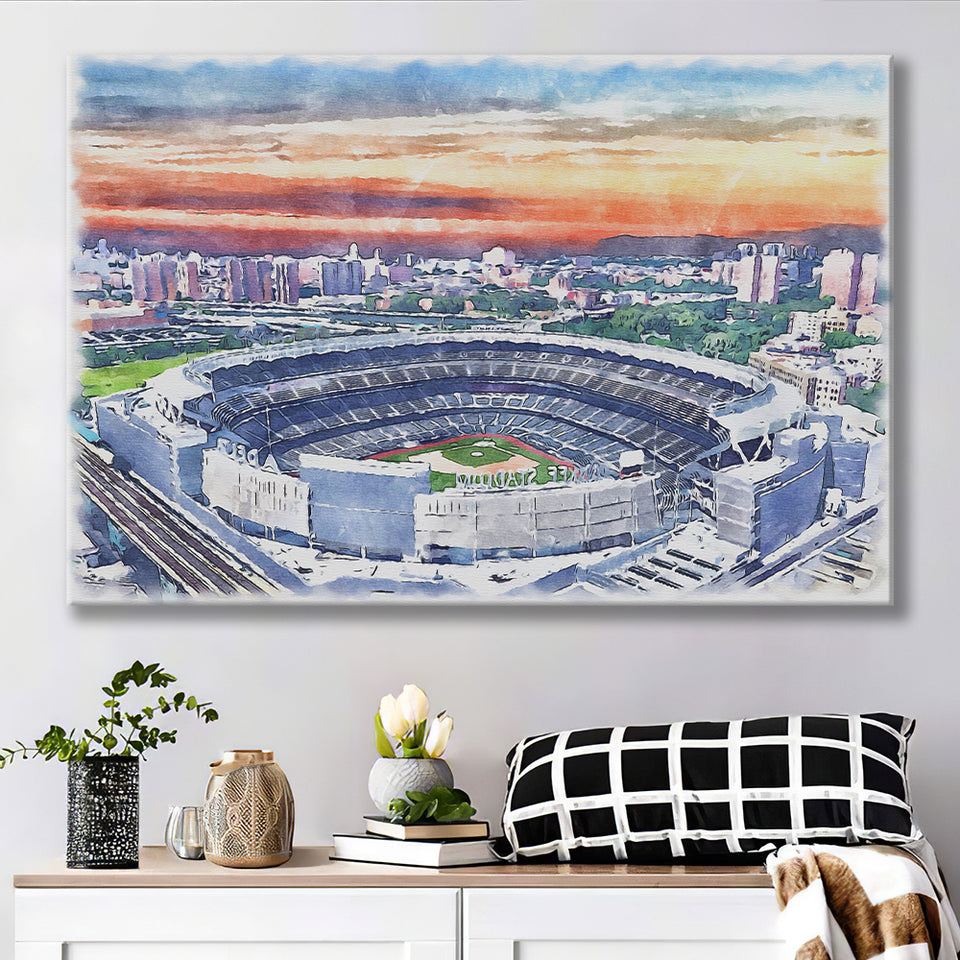 Yankees Baseball Yankee Stadium Watercolor, Sport Art Prints Fan Gift, Canvas Prints Wall Art Decor