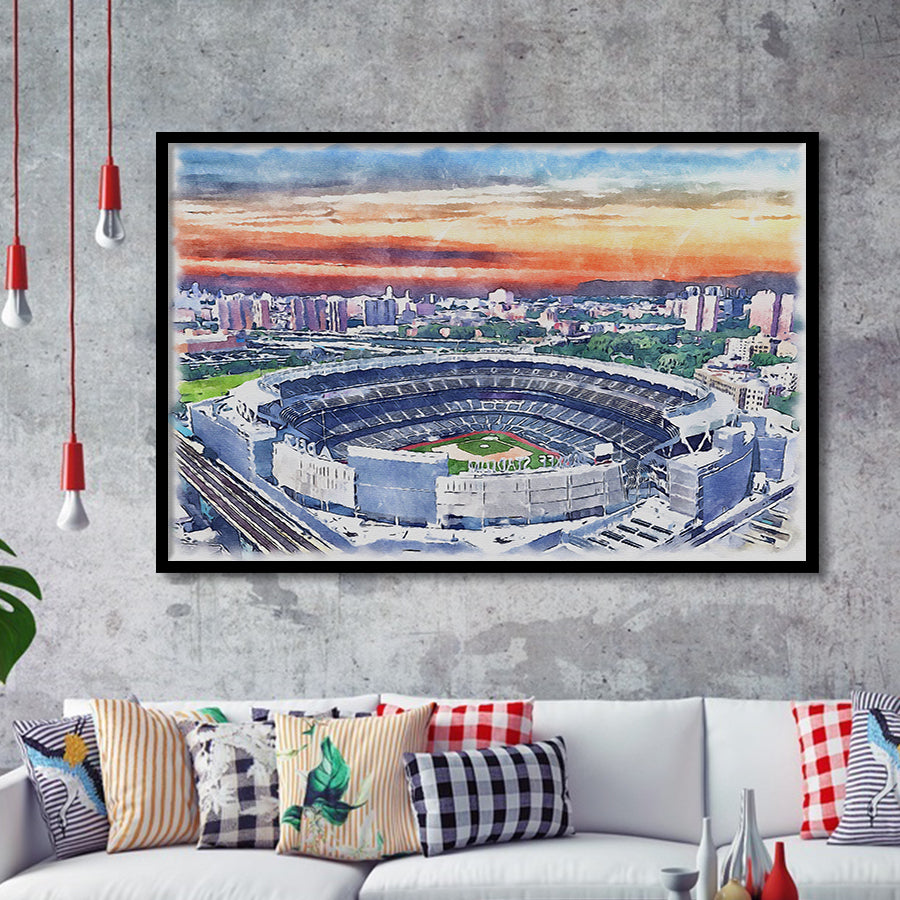 Yankees Baseball Yankee Stadium Watercolor, Sport Prints Fan Gift