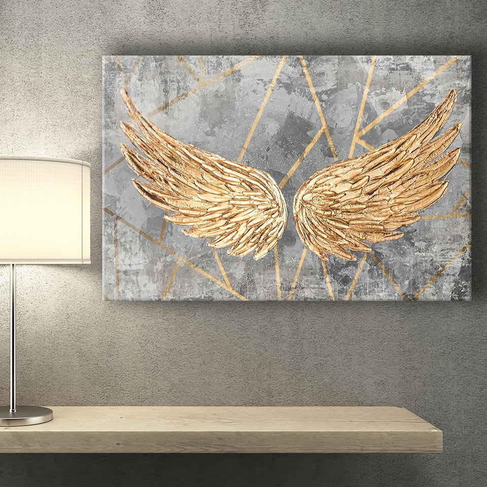 Yellow Angel Wings Painting Decor Canvas Prints Wall Art - Painting Prints, Wall Decor, Art Prints
