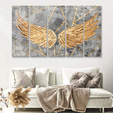 Yellow Angel Wings Painting Decor 5 Piece Canvas Prints Wall Art - Painting Prints, Wall Decor,Multi Panels