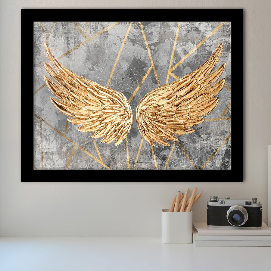 Yellow Angel Wings Painting Decor Framed Art Prints Wall Decor - Painting Prints, Framed Picture