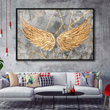 Yellow Angel Wings Painting Decor Framed Canvas Prints Wall Art - Painting Prints, Wall Decor, Floating Frame