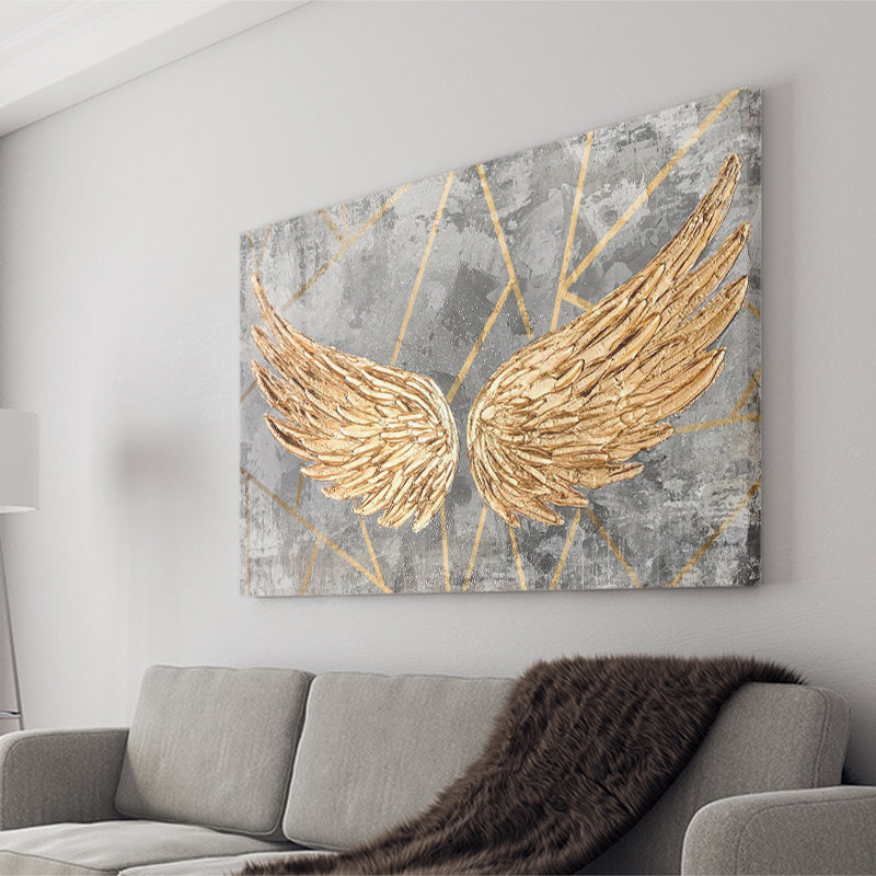Yellow Angel Wings Painting Decor Canvas Prints Wall Art - Painting Prints, Wall Decor, Art Prints