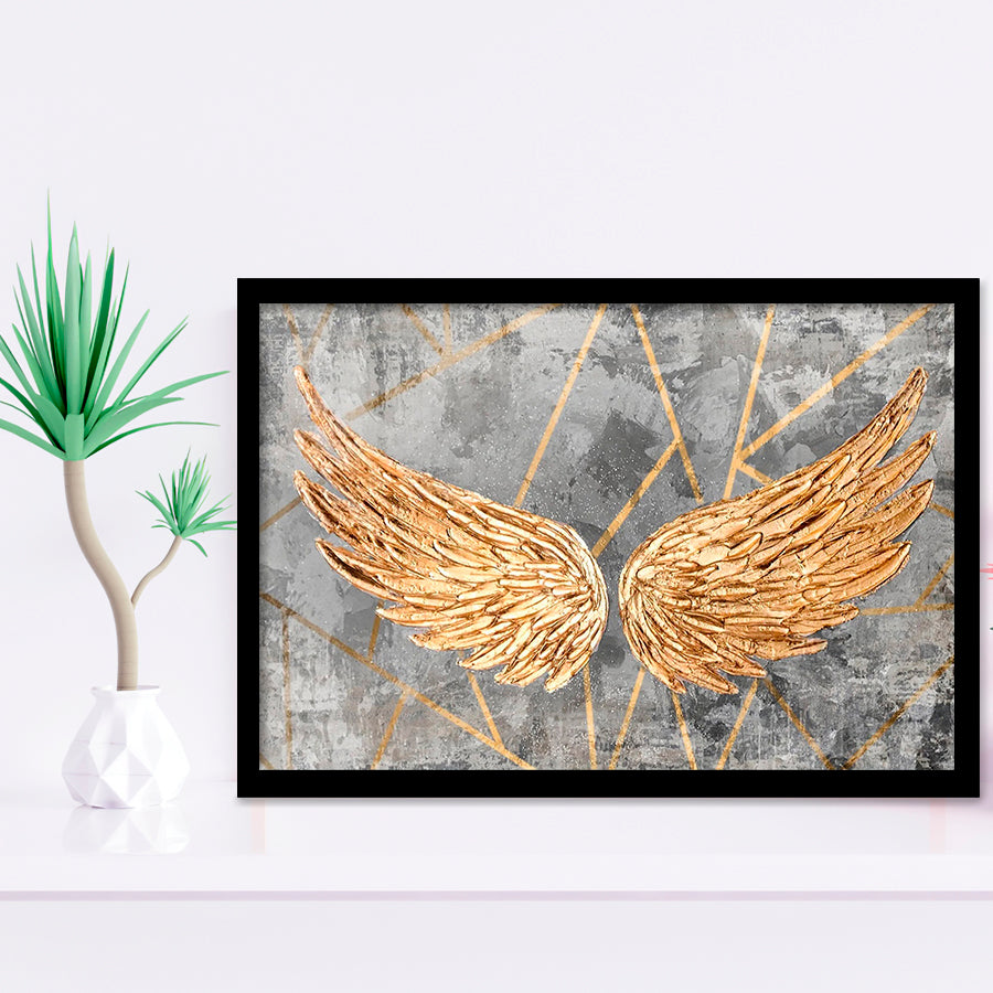 Yellow Angel Wings Painting Decor Framed Art Prints Wall Decor - Painting Prints, Framed Picture