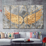 Yellow Angel Wings Painting Decor 5 Piece Canvas Prints Wall Art - Painting Prints, Wall Decor,Multi Panels