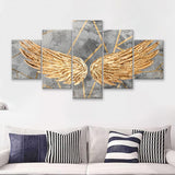 Yellow Angel Wings Painting Decor 5 Piece Canvas Prints Wall Art - Painting Prints, Wall Decor,Multi Panel