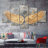 Yellow Angel Wings Painting Decor 5 Piece Canvas Prints Wall Art - Painting Prints, Wall Decor,Multi Panel