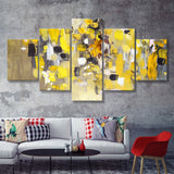 Yellow Brush Strokes Oil Abstract Ar 5 Piece Canvas Prints Wall Art Decor - Painting Canvas, Multi Panels