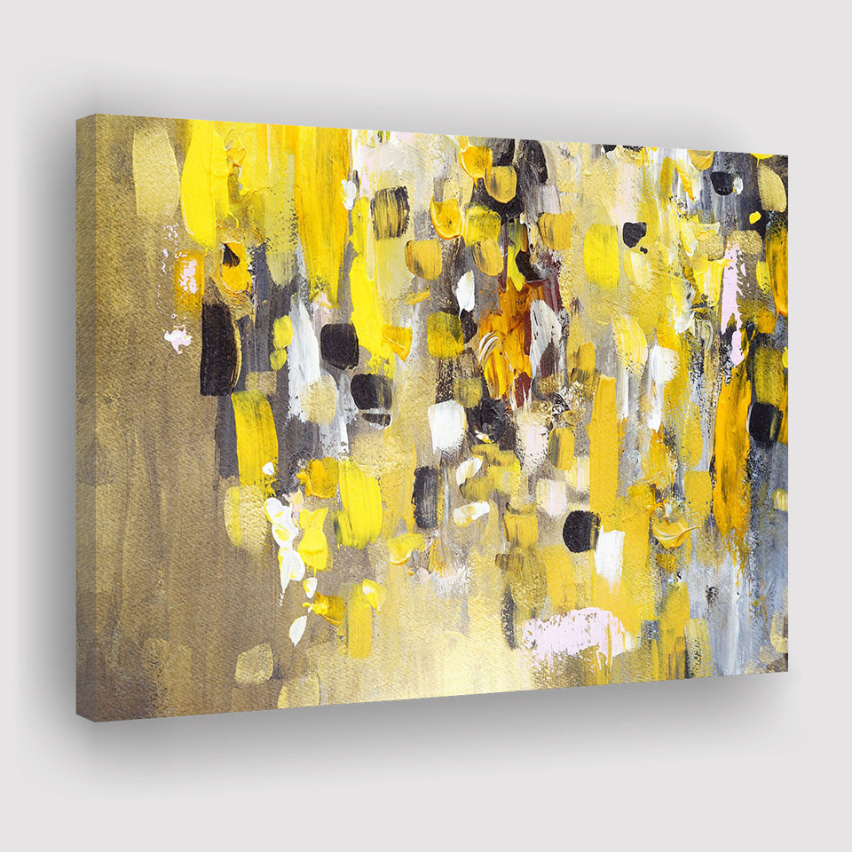 Yellow Brush Strokes Oil Abstract Ar Canvas Prints Wall Art Decor - Paiting Canvas, Art Prints, Wall Decor, For Sale